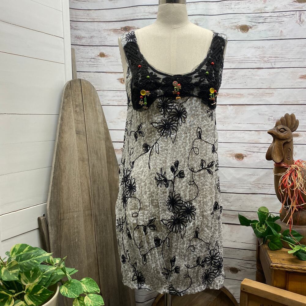 Farinelli Embroidered Embellished Bubble Balloon Skirt Dress Mini SMALL